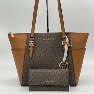 Michael Kors Large Charlotte Tote Bag & Trifold Wallet | BUNDLE DEAL